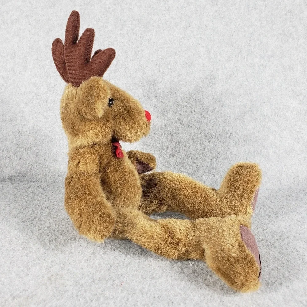 Rudolph The Red-Nosed Reindeer‎ Plush Red Bow Stuffed Animal Holiday 13